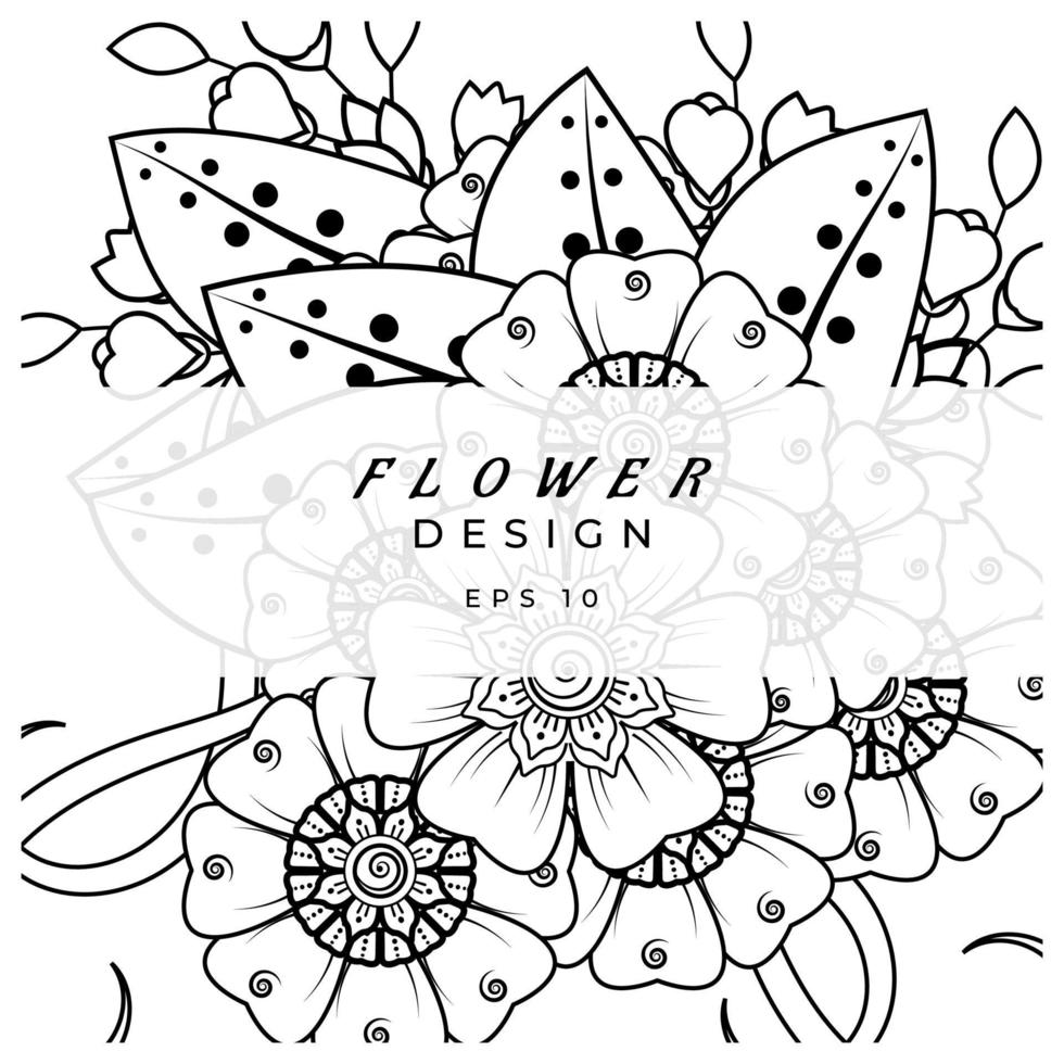 mehndi flower decorative ornament in ethnic oriental style, doodle ornament, outline hand draw. coloring book page. vector