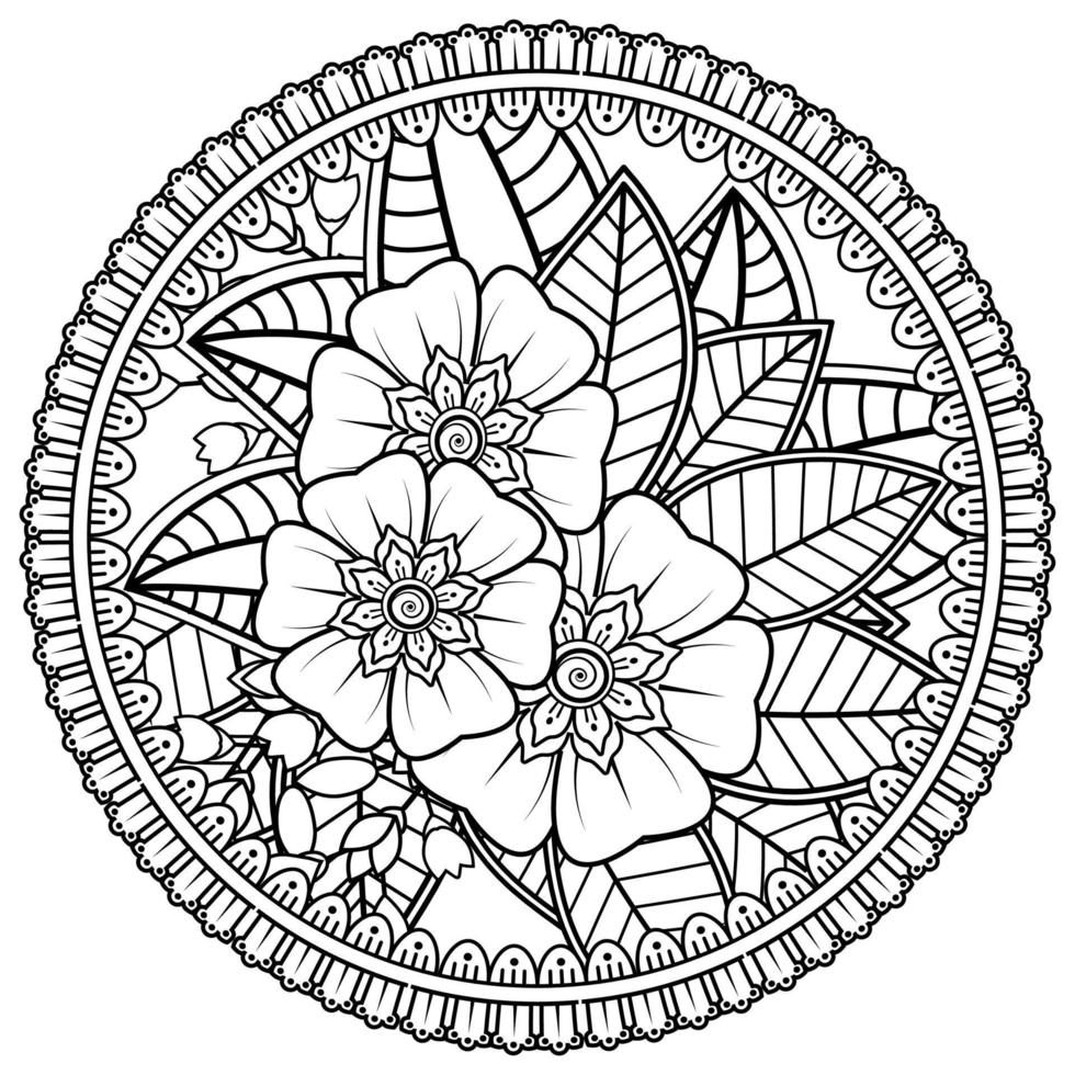 Circular pattern in the form of mandala with flower for henna, mehndi, tattoo, decoration. vector