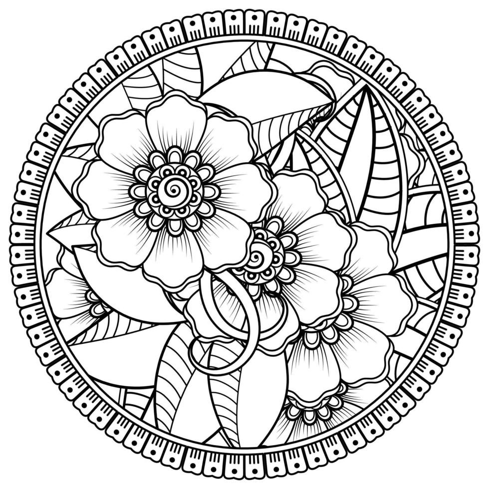 Circular pattern in the form of mandala with flower for henna, mehndi, tattoo, decoration. vector