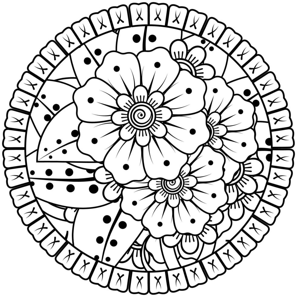 Circular pattern in the form of mandala with flower for henna, mehndi, tattoo, decoration. vector