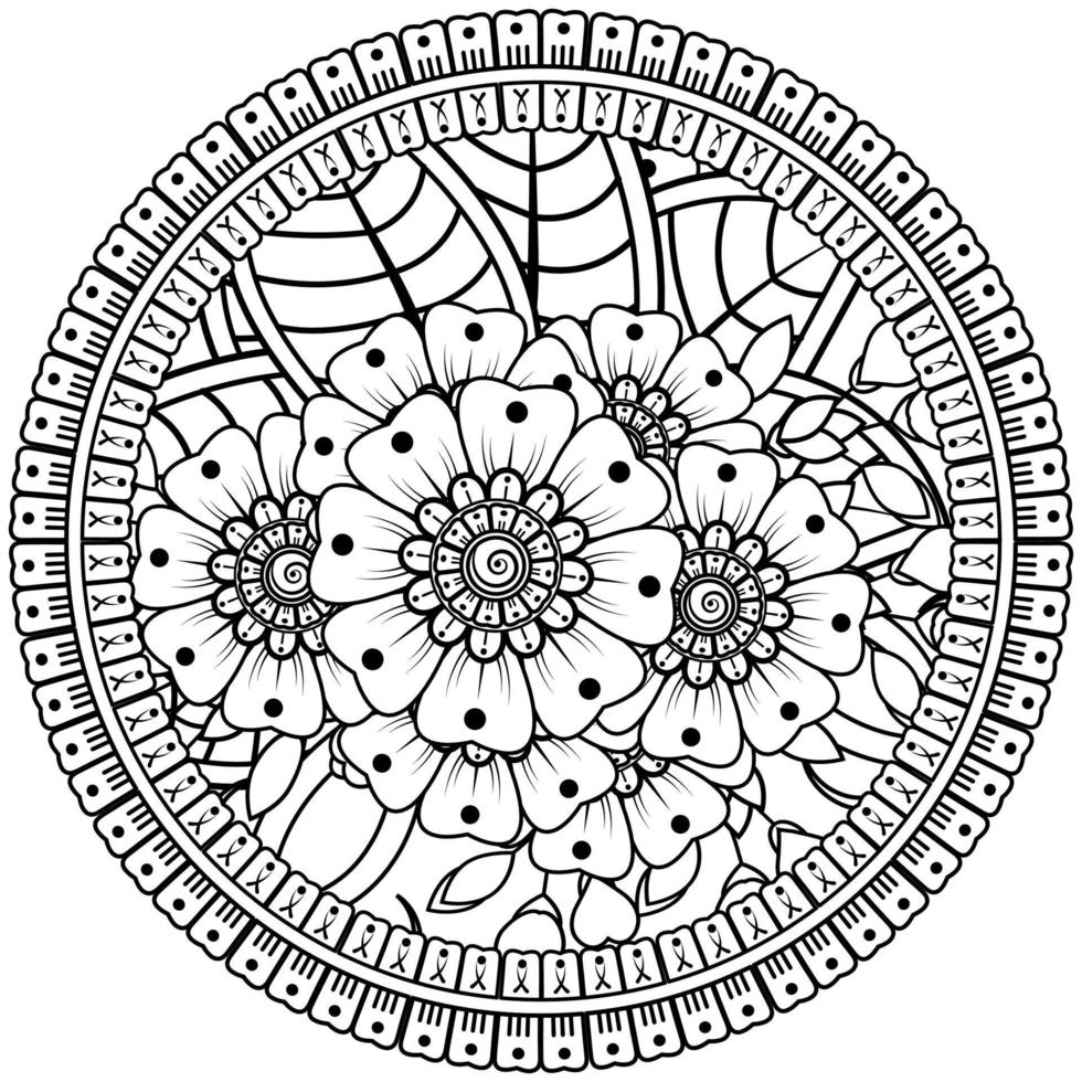 patrón circular en forma de mandala con flor para henna, mehndi, tatuaje, decoración. vector