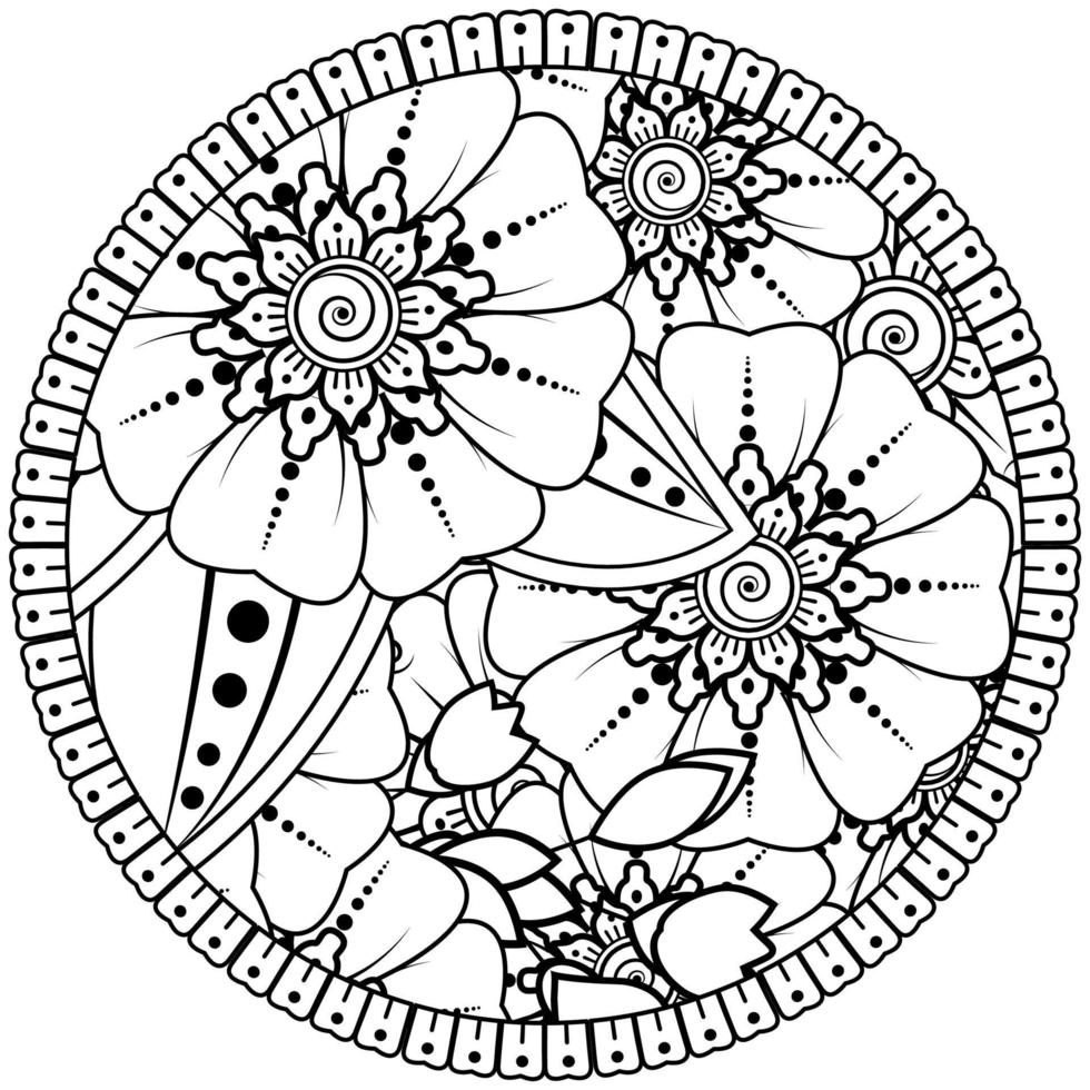 patrón circular en forma de mandala con flor para henna, mehndi, tatuaje, decoración. vector