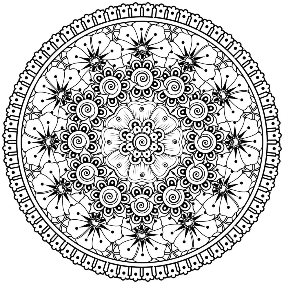 patrón circular en forma de mandala con flor para henna, mehndi, tatuaje, decoración. vector