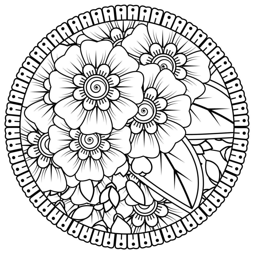 patrón circular en forma de mandala con flor para henna, mehndi, tatuaje, decoración. vector