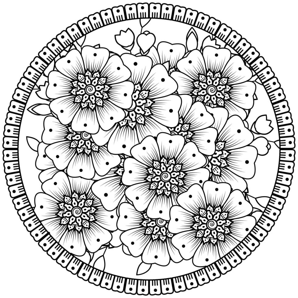 patrón circular en forma de mandala con flor para henna, mehndi, tatuaje, decoración. vector