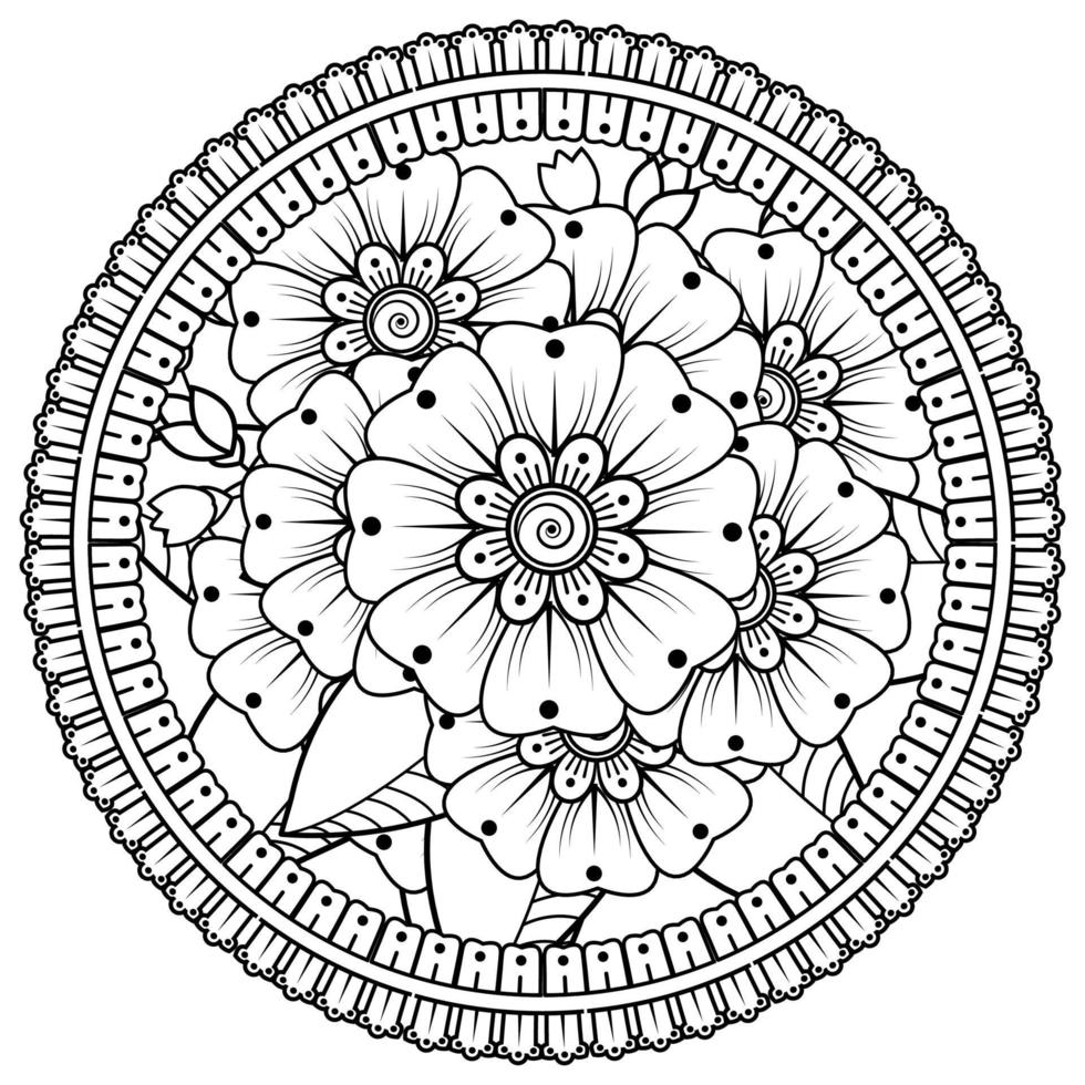 patrón circular en forma de mandala con flor para henna, mehndi, tatuaje, decoración. vector