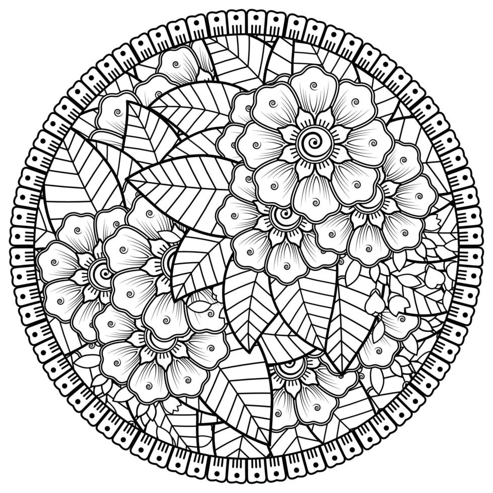 Circular pattern in the form of mandala with flower for henna, mehndi, tattoo, decoration. vector