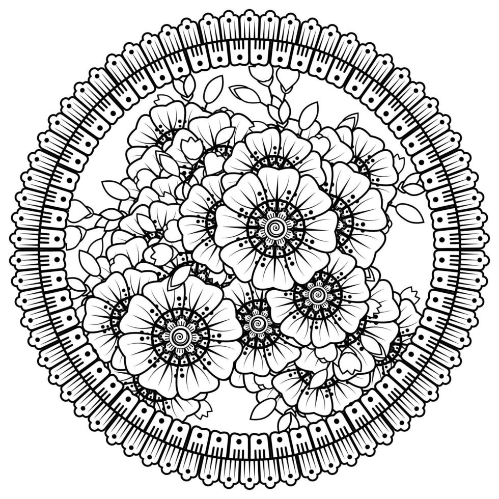 patrón circular en forma de mandala con flor para henna, mehndi, tatuaje, decoración. vector