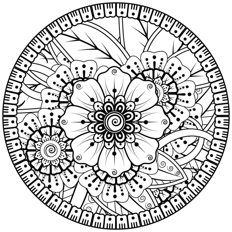 patrón circular en forma de mandala con flor para henna, mehndi, tatuaje, decoración. vector