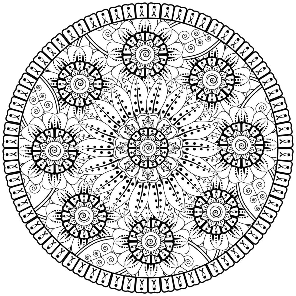 patrón circular en forma de mandala con flor para henna, mehndi, tatuaje, decoración. vector