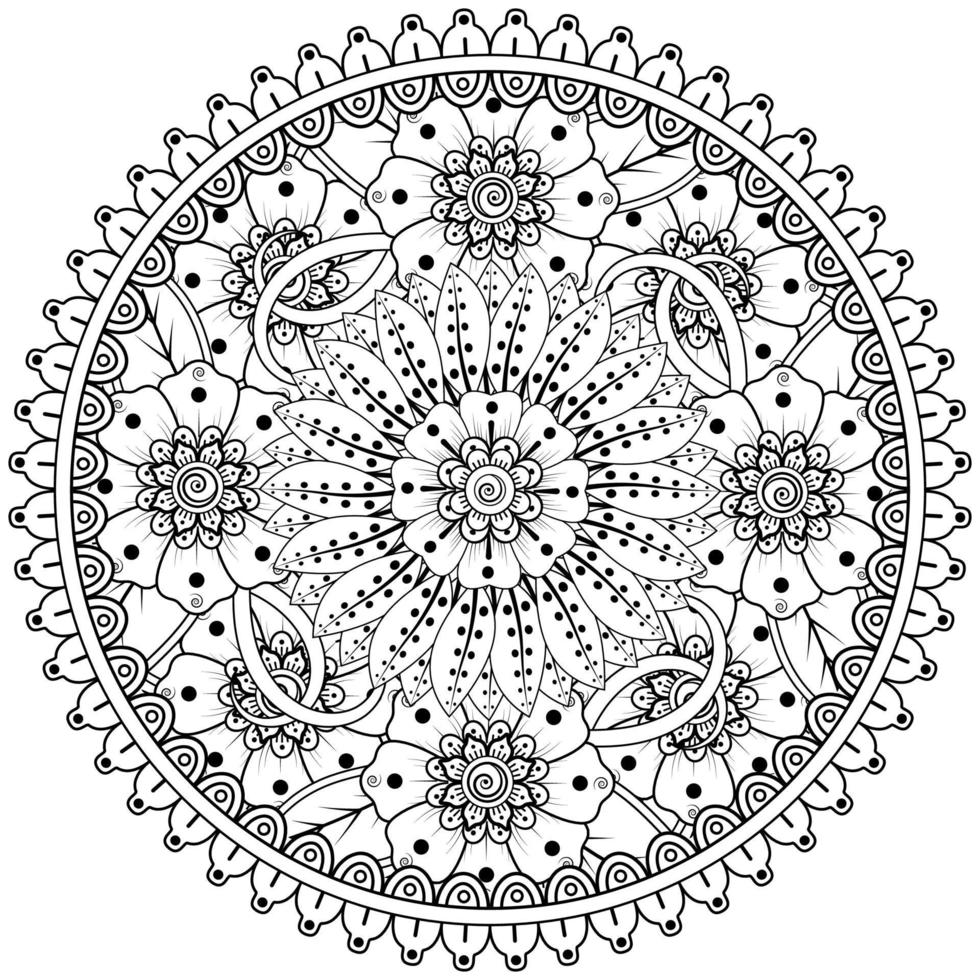 patrón circular en forma de mandala con flor para henna, mehndi, tatuaje, decoración. vector