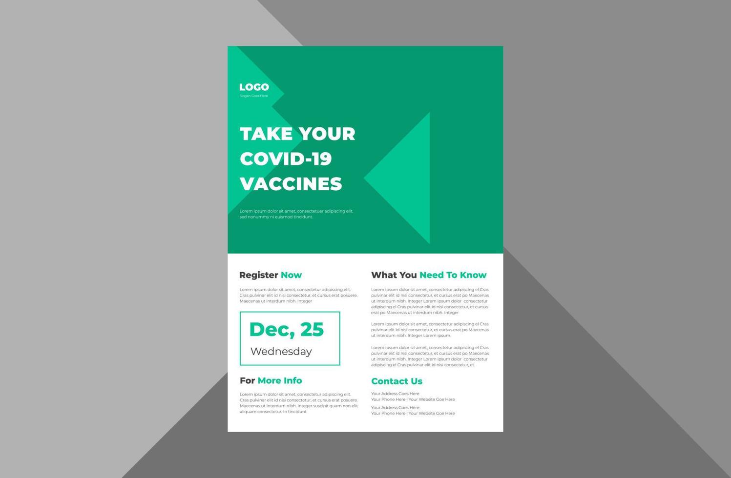 covid-19 vaccination program flyer design template. coronavirus vaccination poster leaflet design. a4 template, brochure design, cover, flyer, poster, print-ready vector