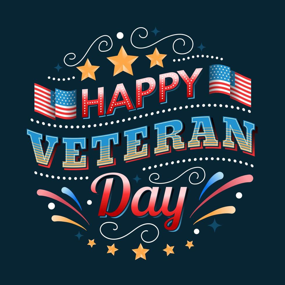 Veteran Day Celebration Typography vector
