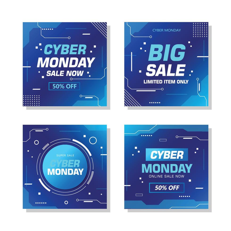 Cyber Monday Sale Post Template vector