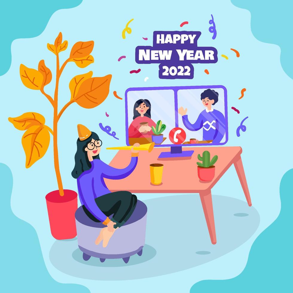 Virtual New Year's Eve Festivity Celebration vector