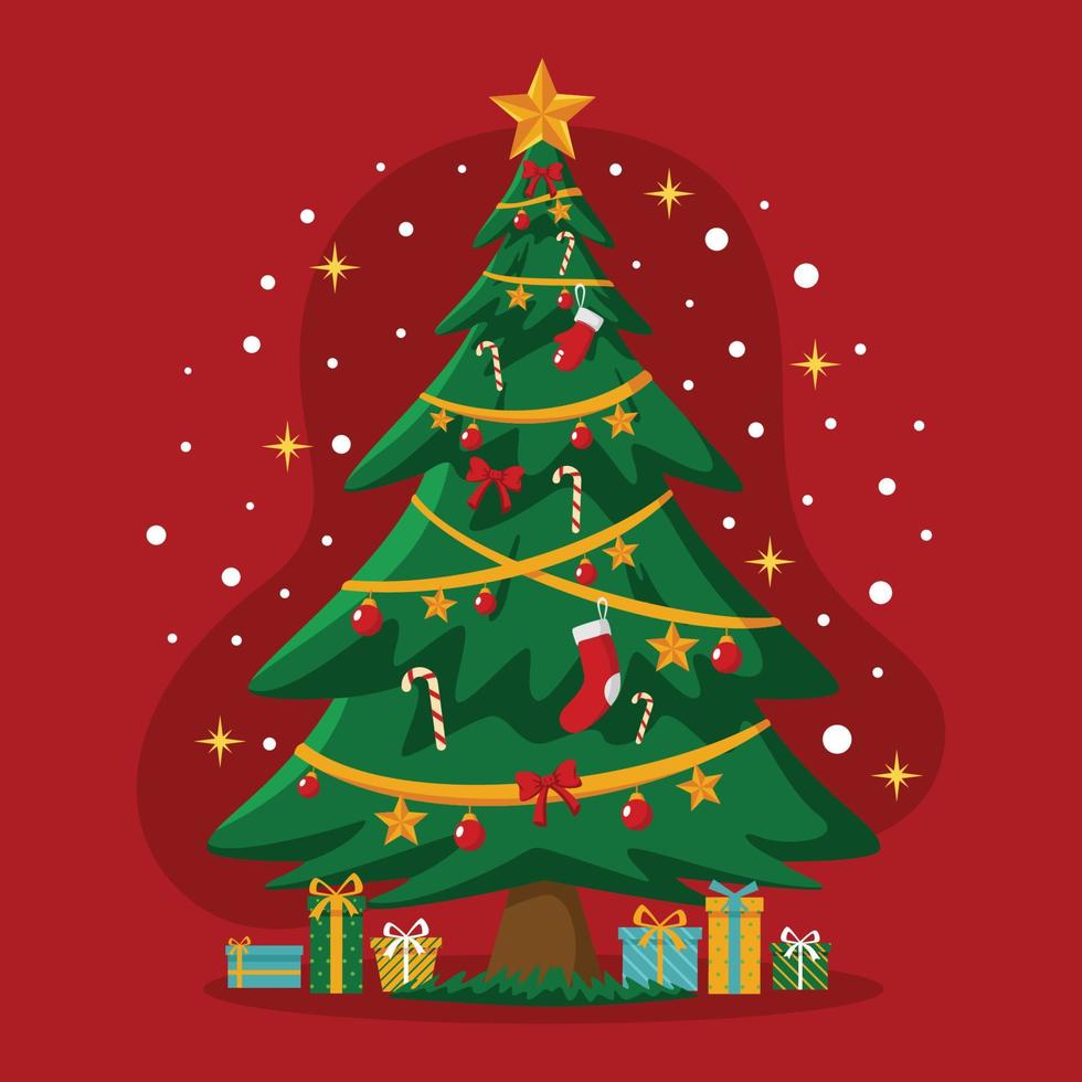 árbol de navidad con regalos vector