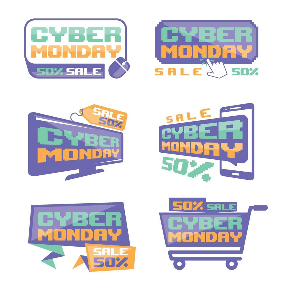 conjunto de insignias de cyber monday vector