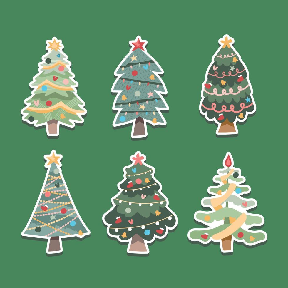 Christmas Tree Stickers Set vector