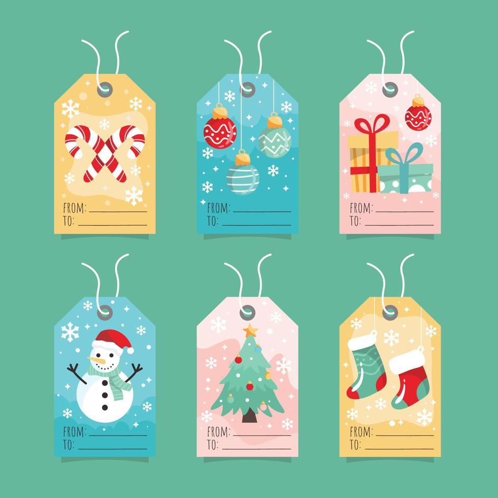 Gift Label with Christmas Ornaments vector