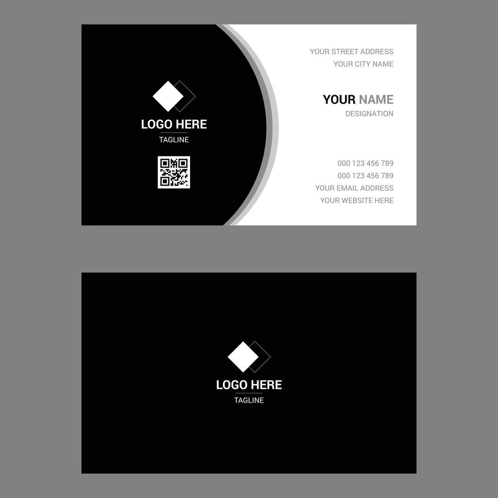 plantilla de diseño de tarjeta de visita simple en blanco y negro vector