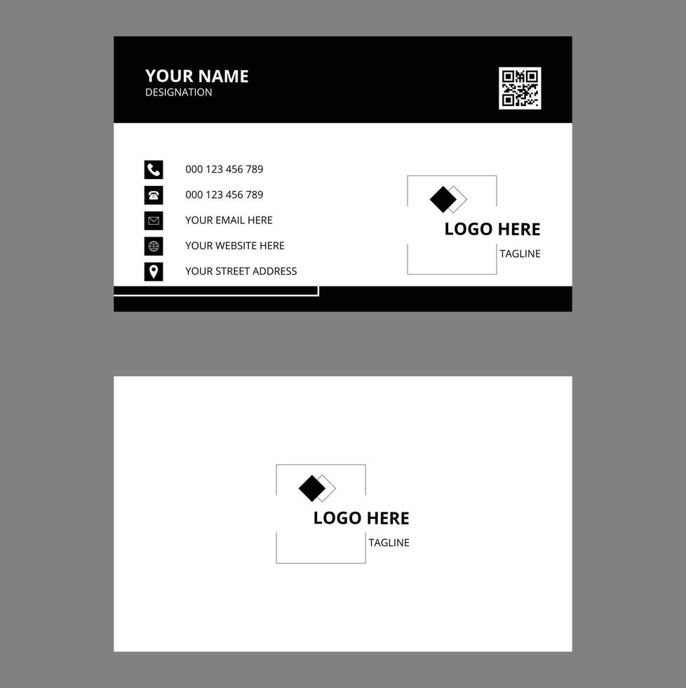 plantilla de diseño de tarjeta de visita concisa en blanco y negro vector