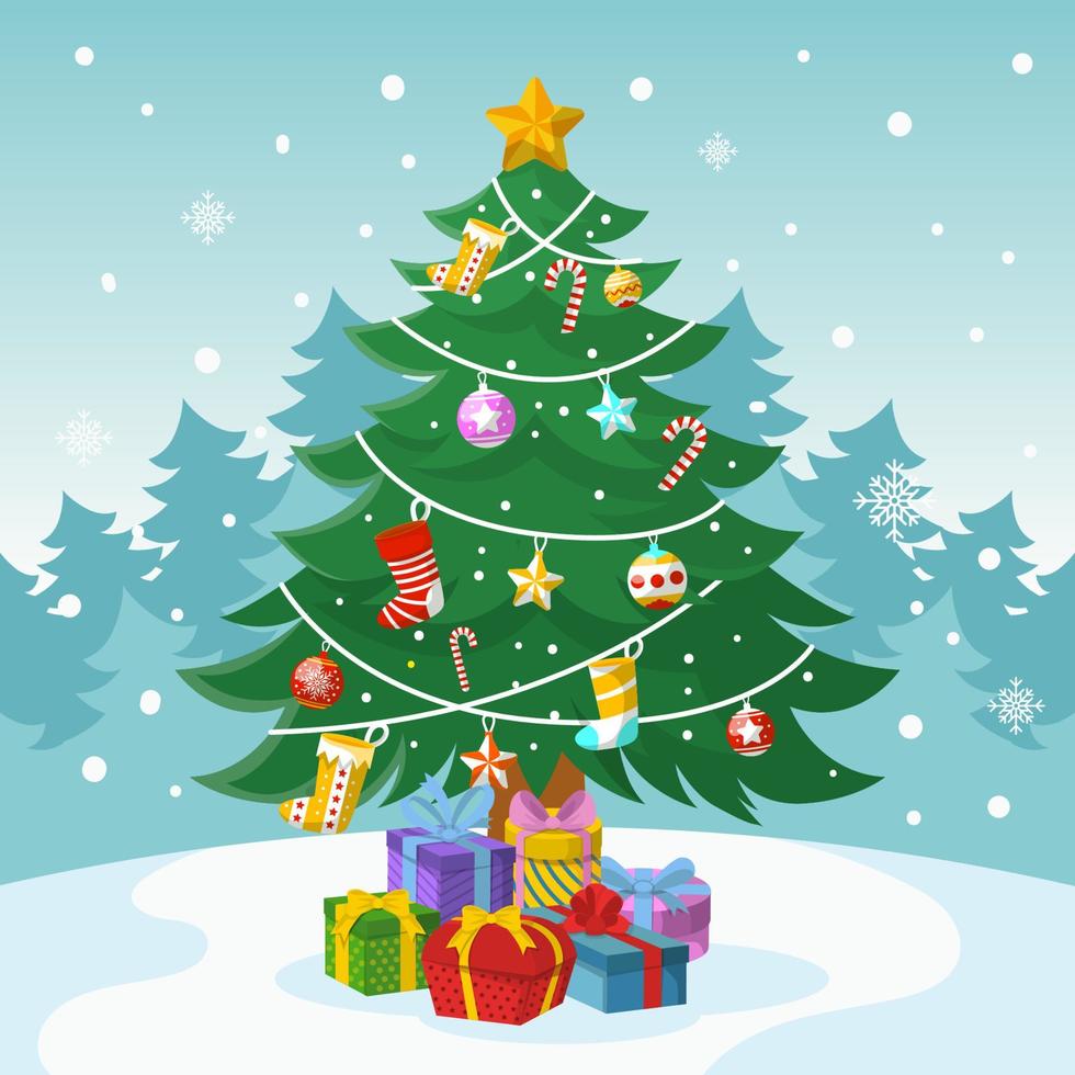 Christmas Tree in the Hill vector