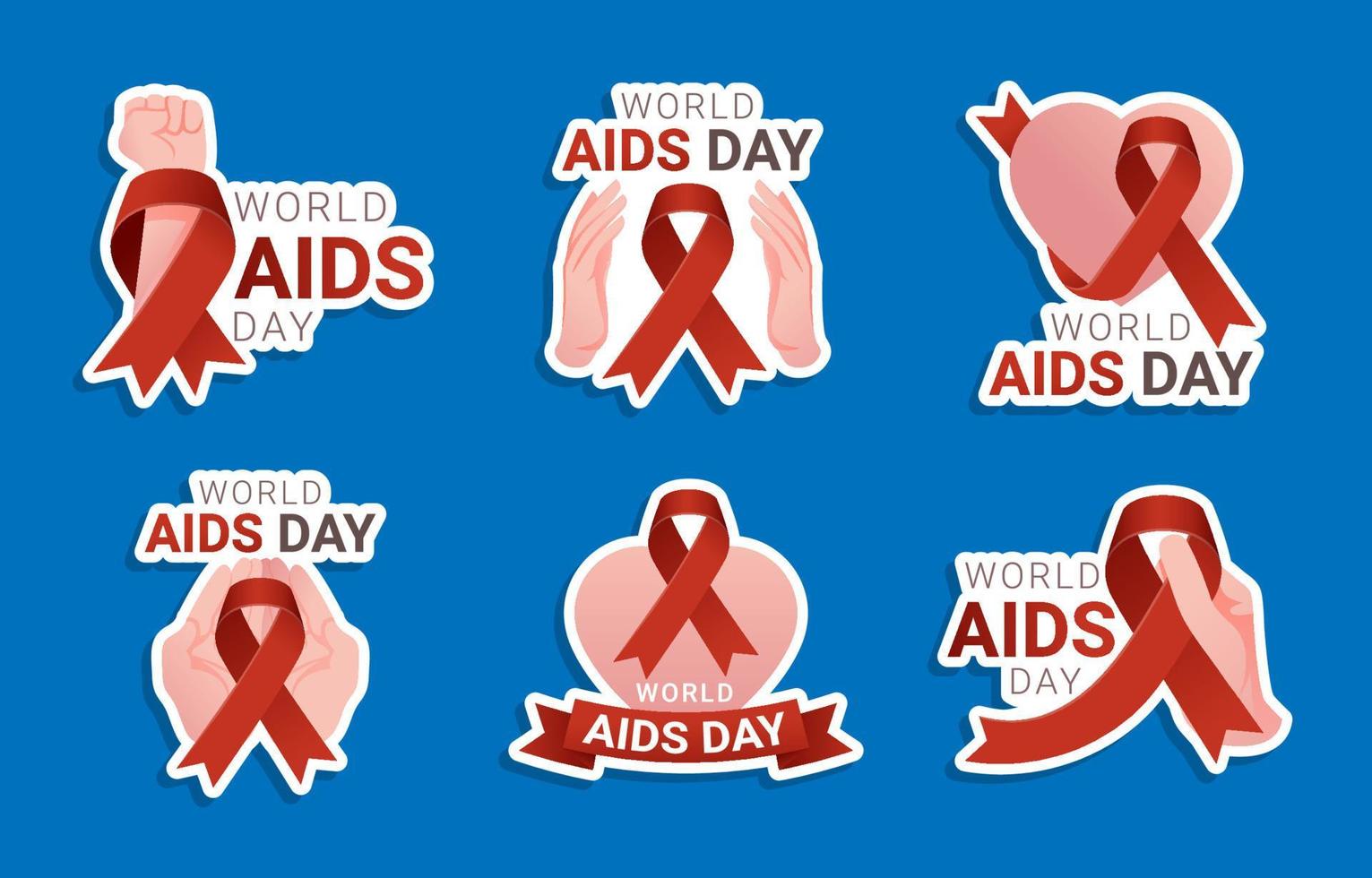 World AIDS Day Sticker Collection vector