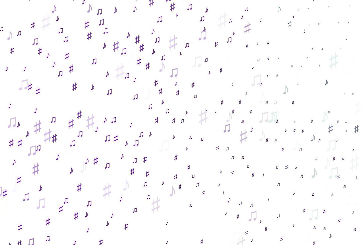 textura de vector de color púrpura claro con notas musicales.