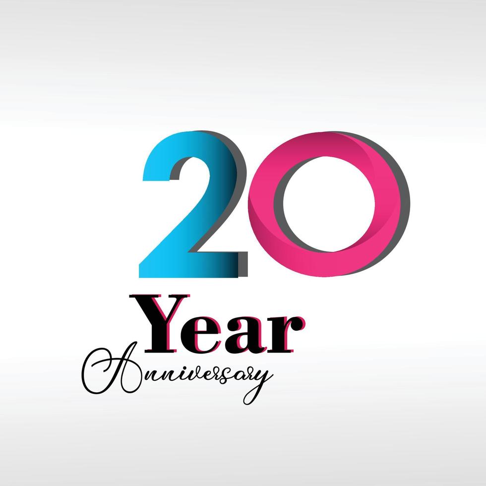 20 Year Anniversary Elegant Vector Template Design Illustration