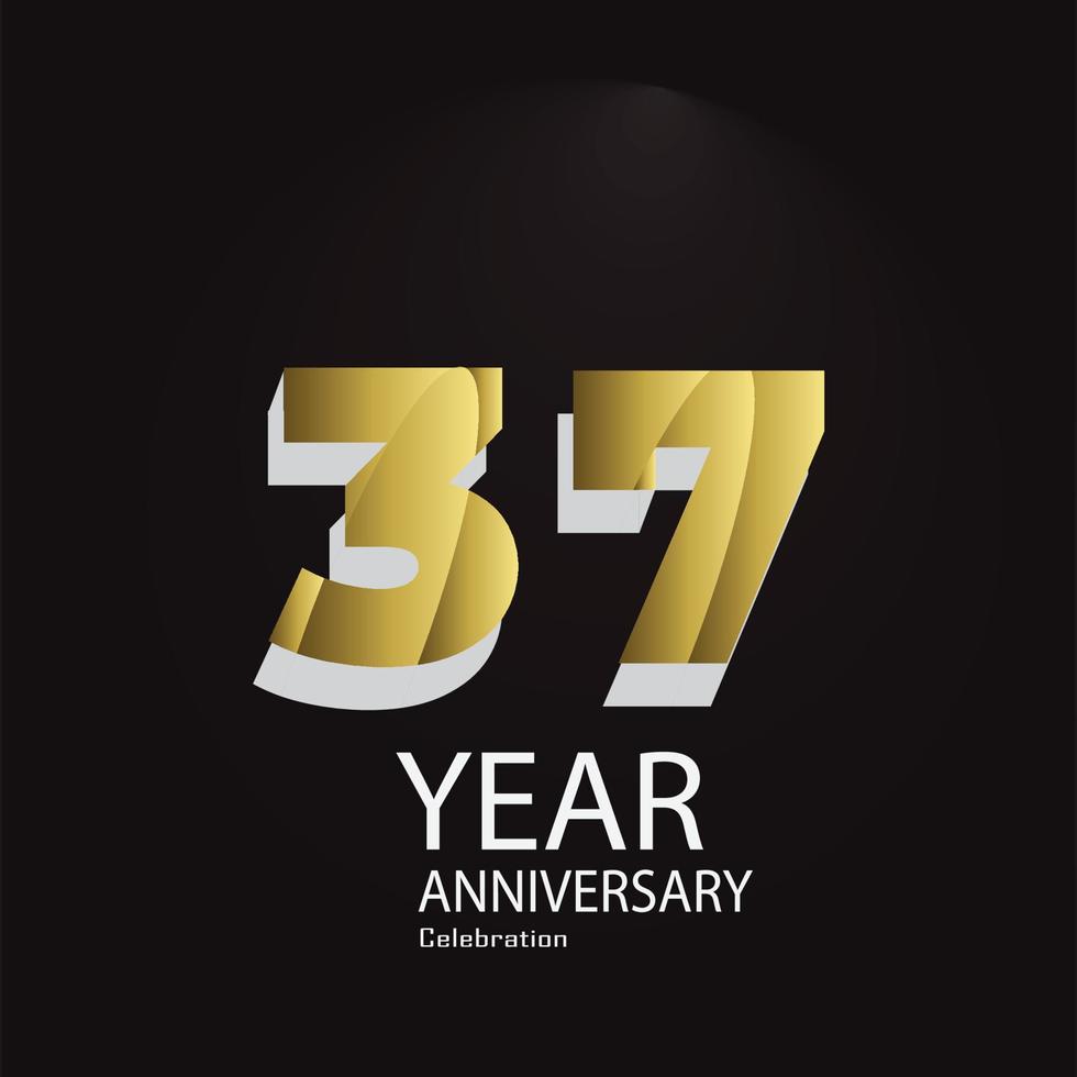 37 th anniversary event party. Vector illustration. numbers template for Celebrating.