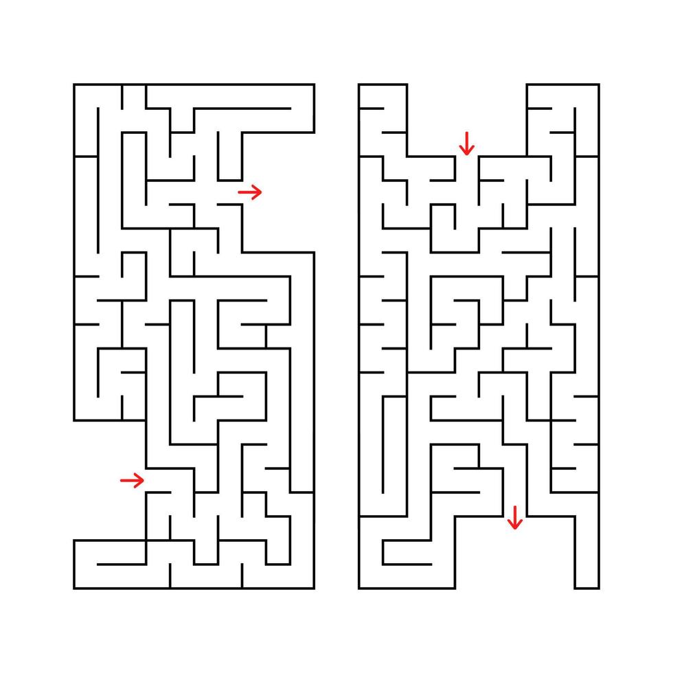 A set of two rectangular labyrinths. Simple flat vector illustration isolated on white background. With a place for your image.