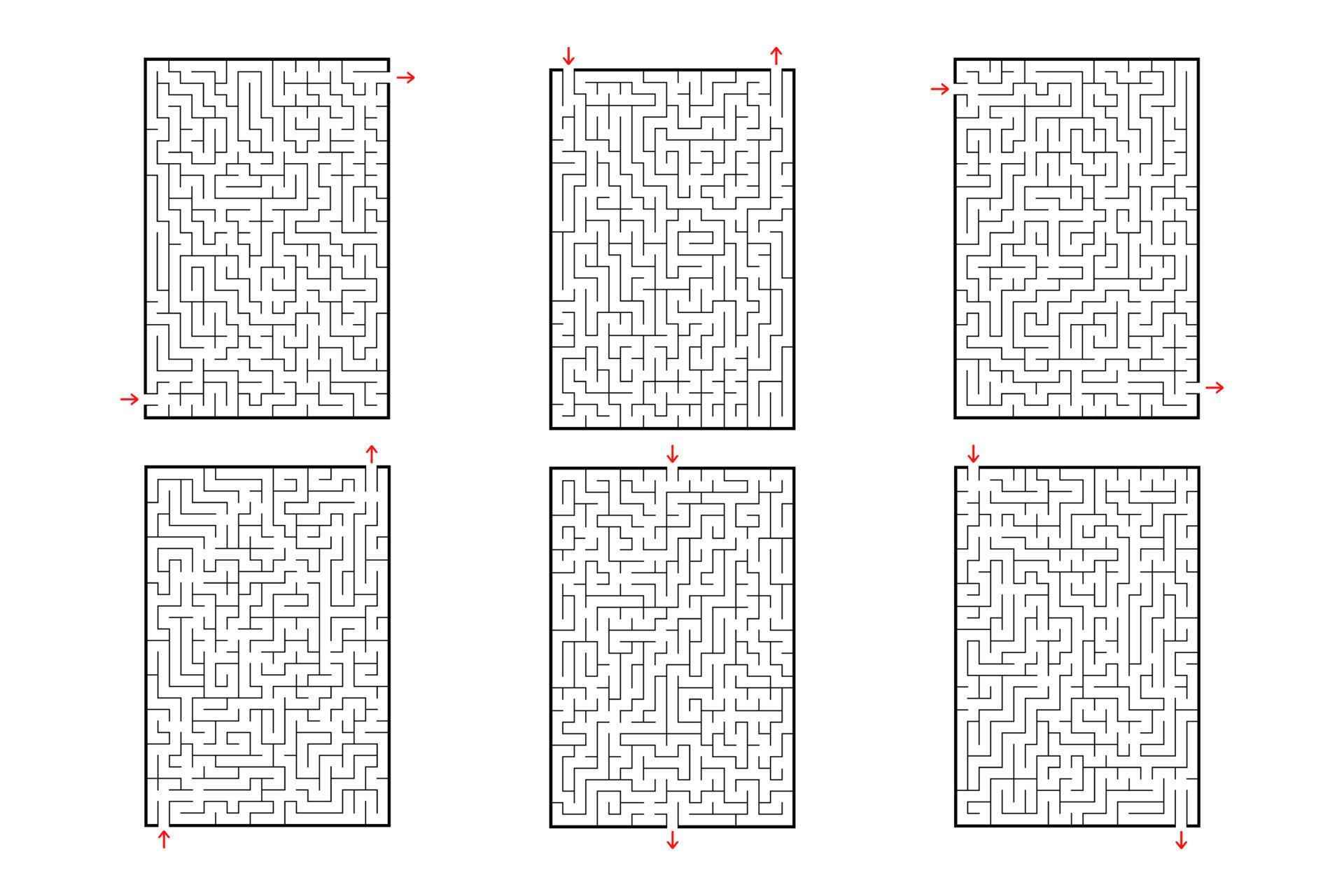 A set of rectangular mazes. Game for kids. Puzzle for children
