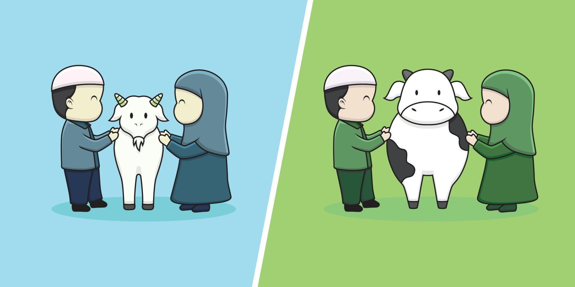 cute eid al adha character vector