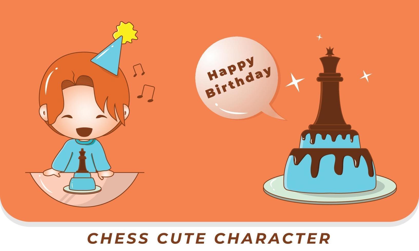 cute chess boy character vector