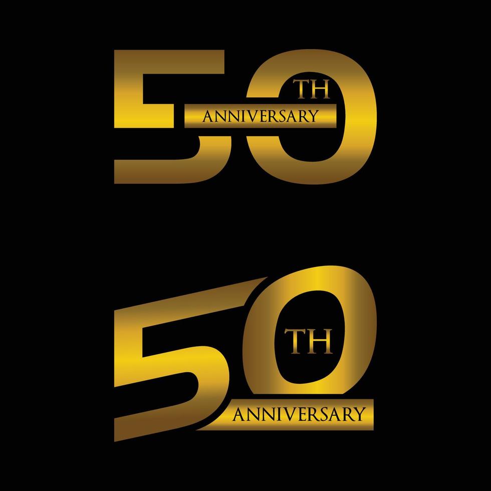 conjunto de diseño de logotipo de 50 aniversario, cincuenta años celebran el logotipo de aniversario dorado, letras de números de script vintage y retro, elegante logotipo clásico para el evento de celebración de felicitación vector