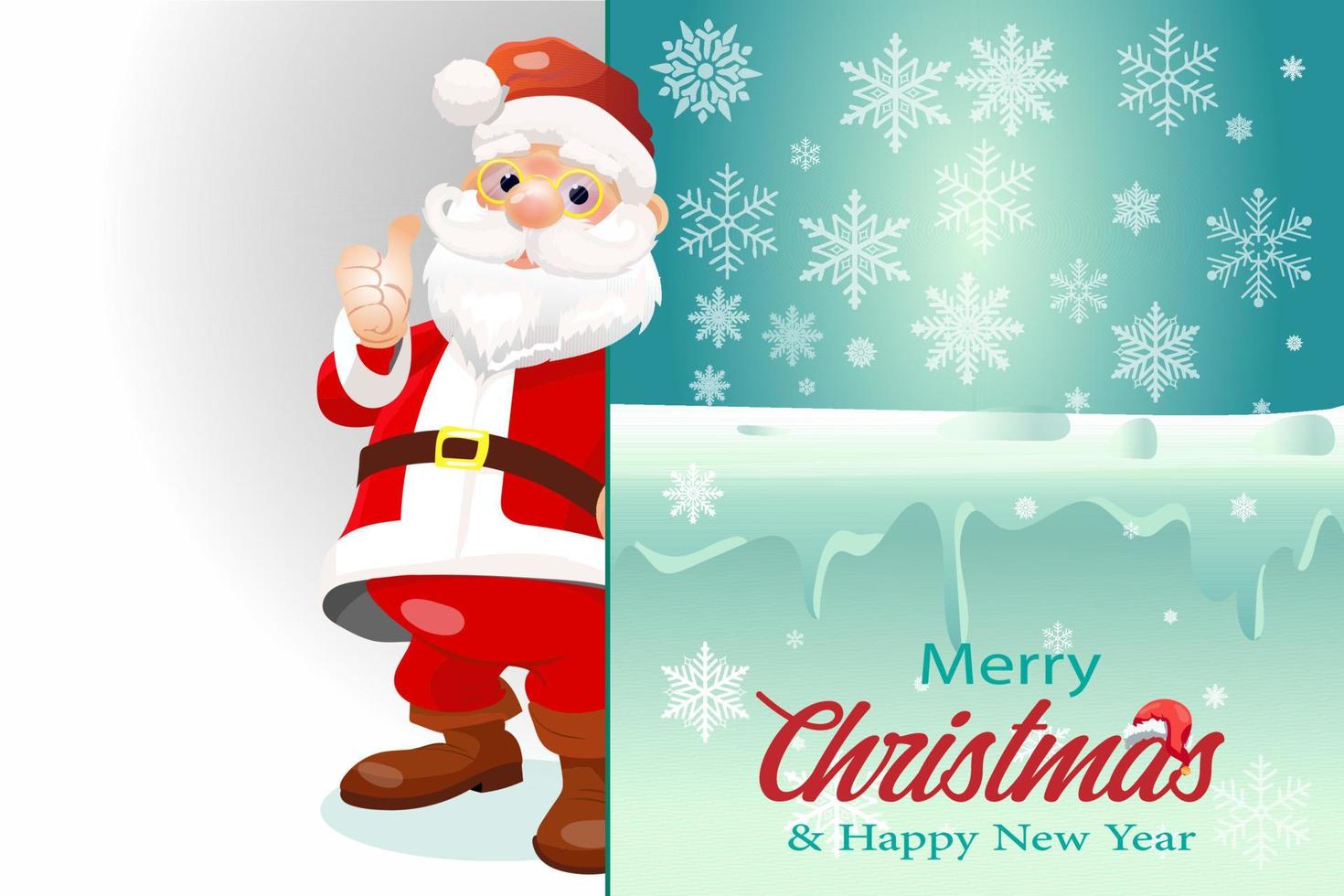 Merry Christmas and happy new year Santa Claus cartoon greeting card vector