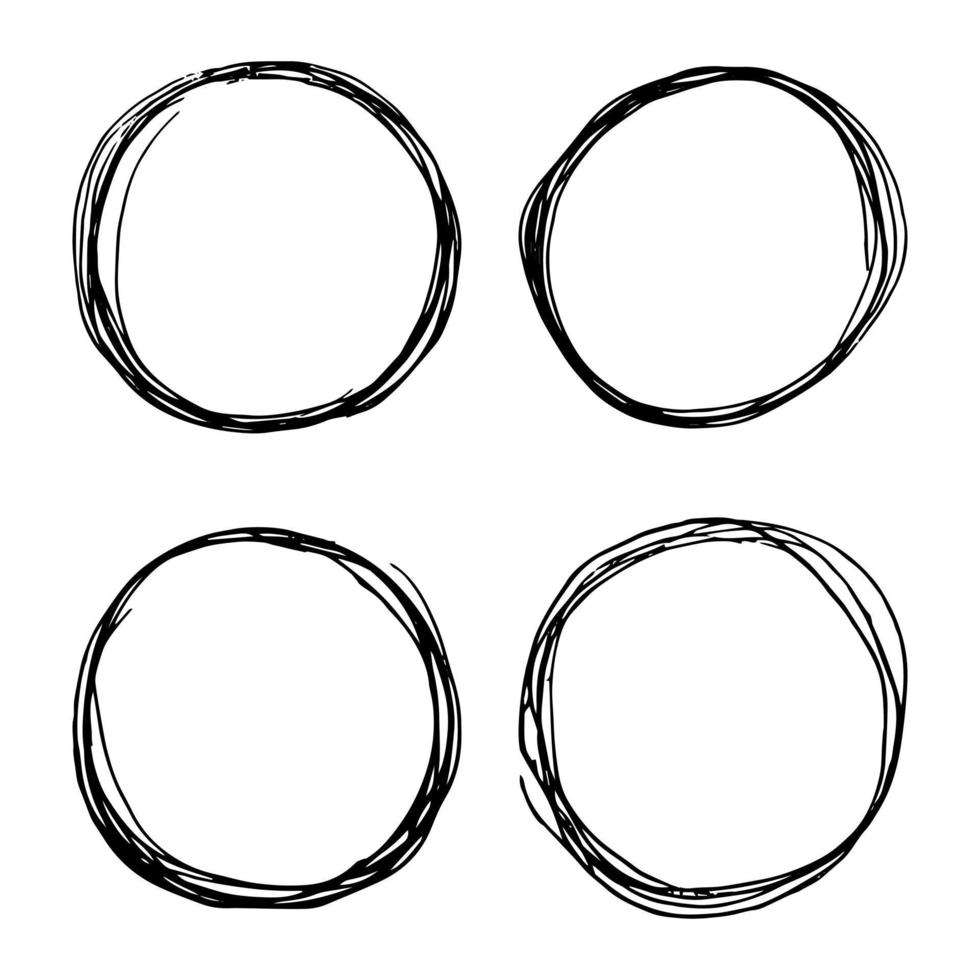 hand drawn scribble circles set. vector