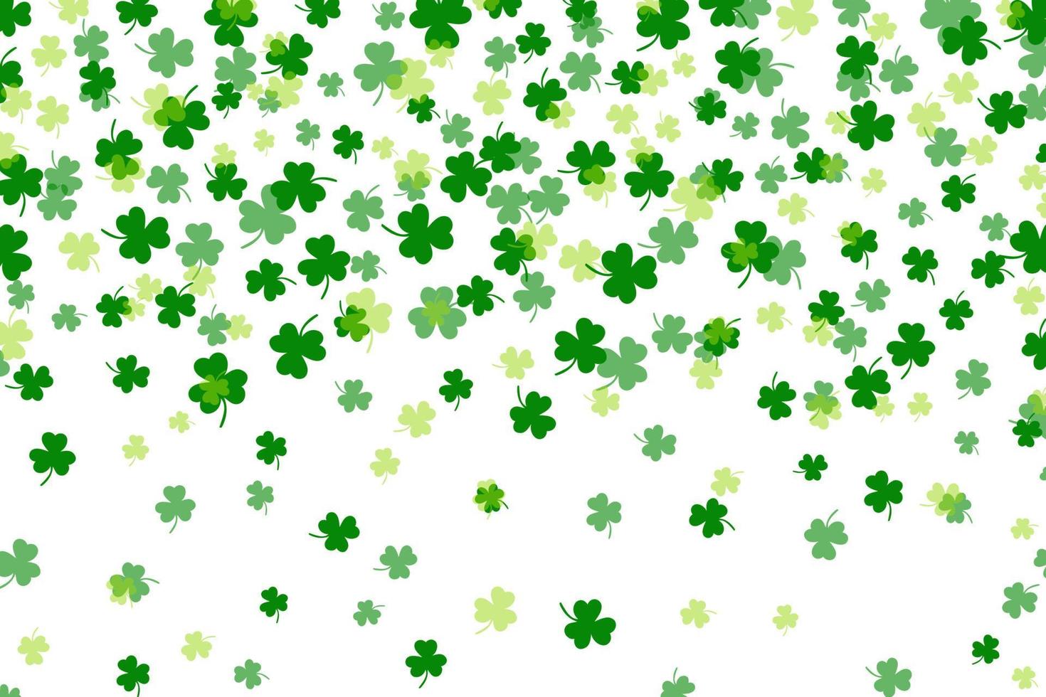 Shamrock or green clover leaves pattern background flat design vector illustration isolated on white background. St Patricks Day shamrock symbols decorative elements pattern.