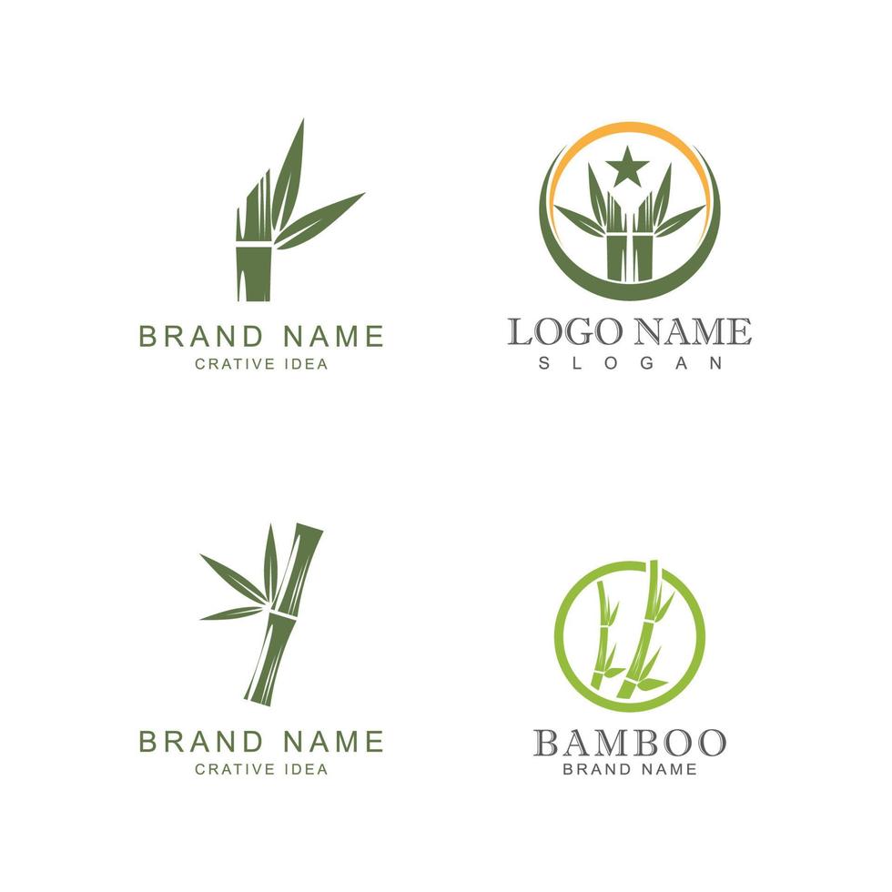 Diseño de ilustración de icono de vector de plantilla de logotipo de bambú