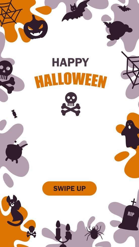 Halloween social media stories template. Space for text. Vector illustration