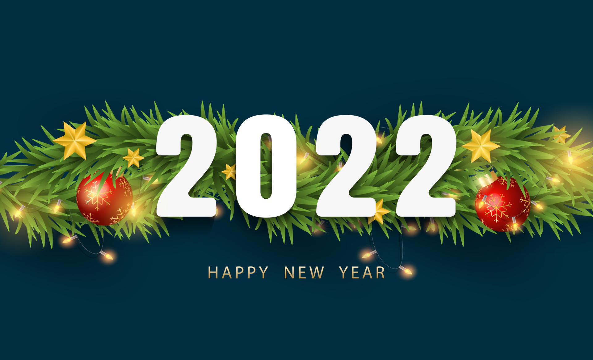 2022 Christmas Numbers Merry Christmas And Happy New Year 2022. Realistic 3D Shiny Star, Branches,  Xmas Balls And Light On Dark Background With White Number Design. Vector  Illustration 3537339 Vector Art At Vecteezy