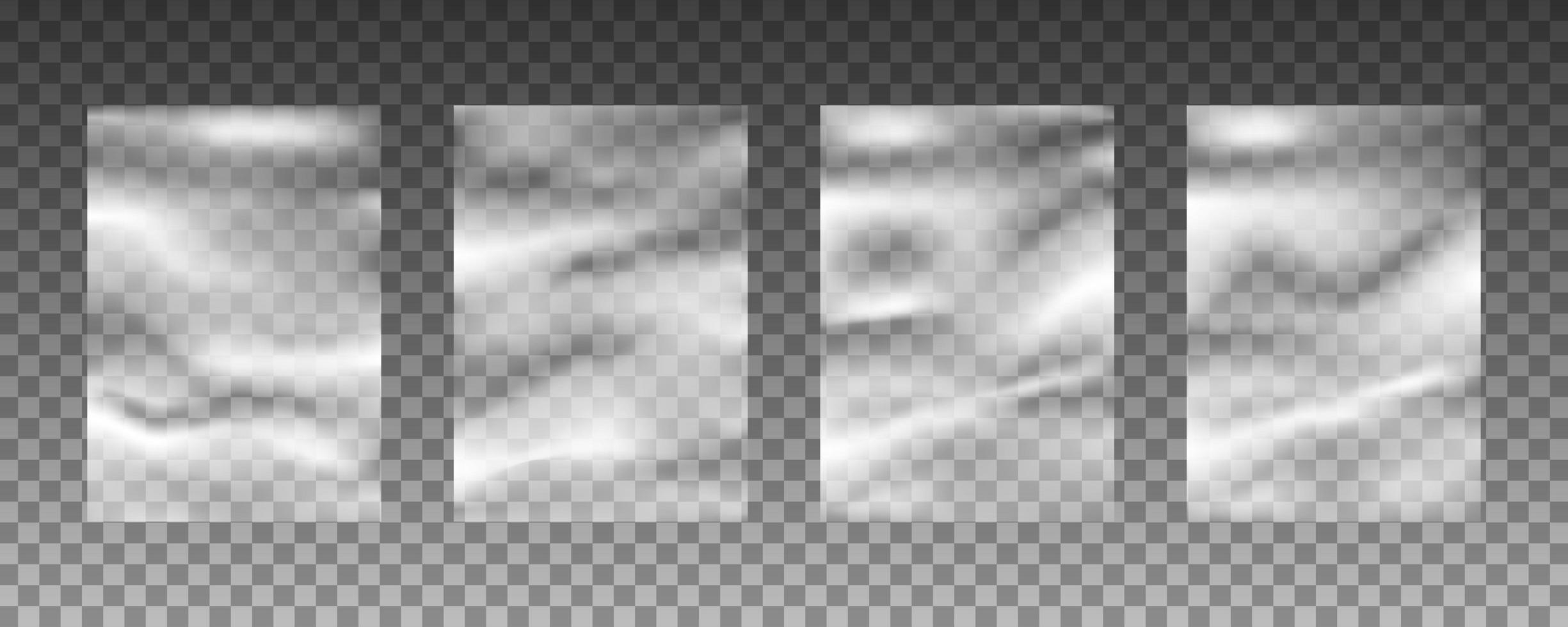 Set of transparent plastic warp background textures vector