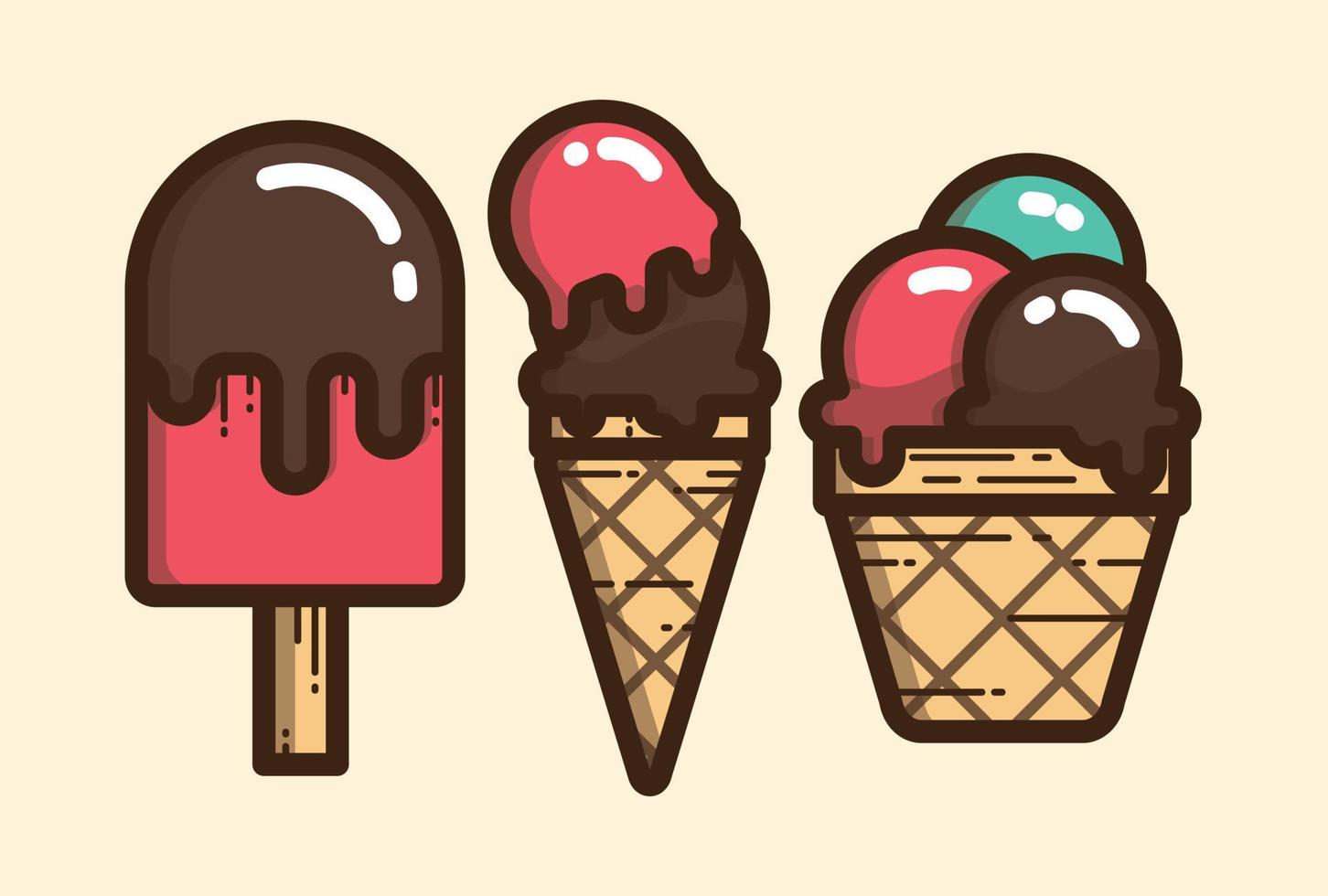Icon Background Ice Cream Flat Design Vector