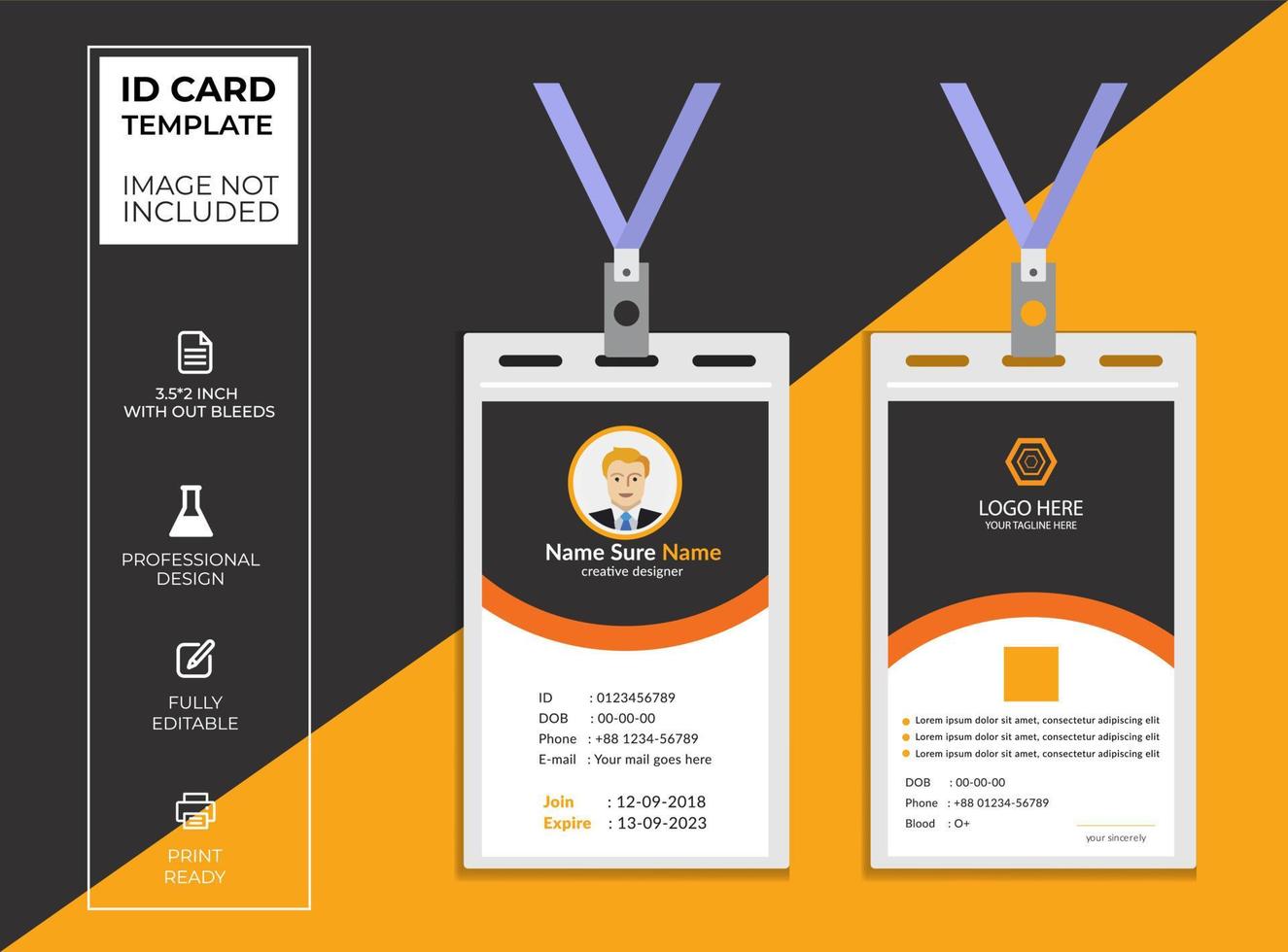 Modern Employee ID Card Design Template vector