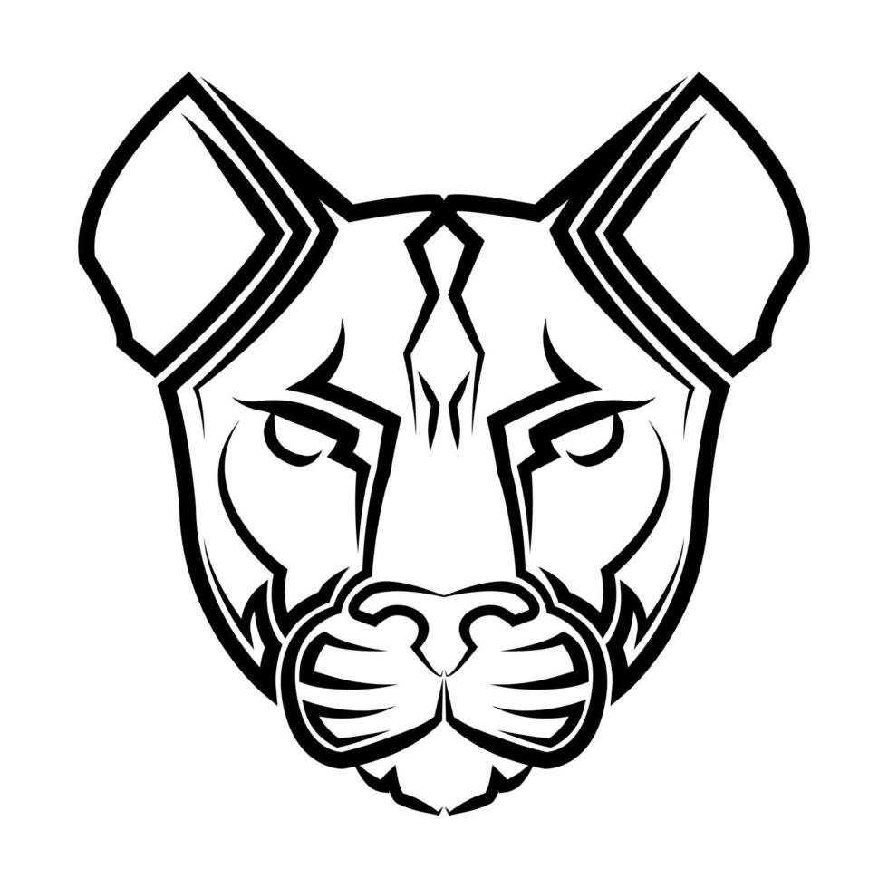 arte de línea en blanco y de la cabeza de puma buen uso para símbolo mascota icono tatuaje camiseta diseño logo o cualquier diseño. 3537585 Vector en