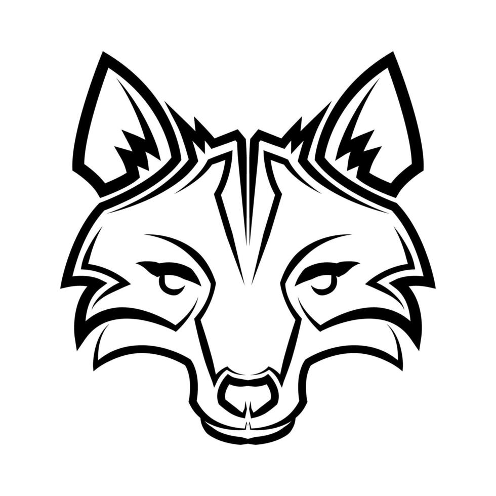 Black and white line art of fox head. Good use for symbol, mascot, icon, avatar, tattoo, T Shirt design, logo or any design. vector