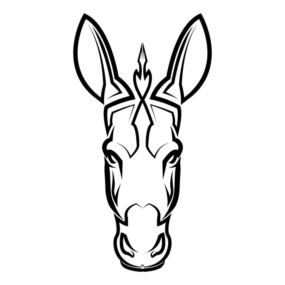 Black and white line art of donkey head. Good use for symbol, mascot, icon, avatar, tattoo, T Shirt design, logo or any design vector