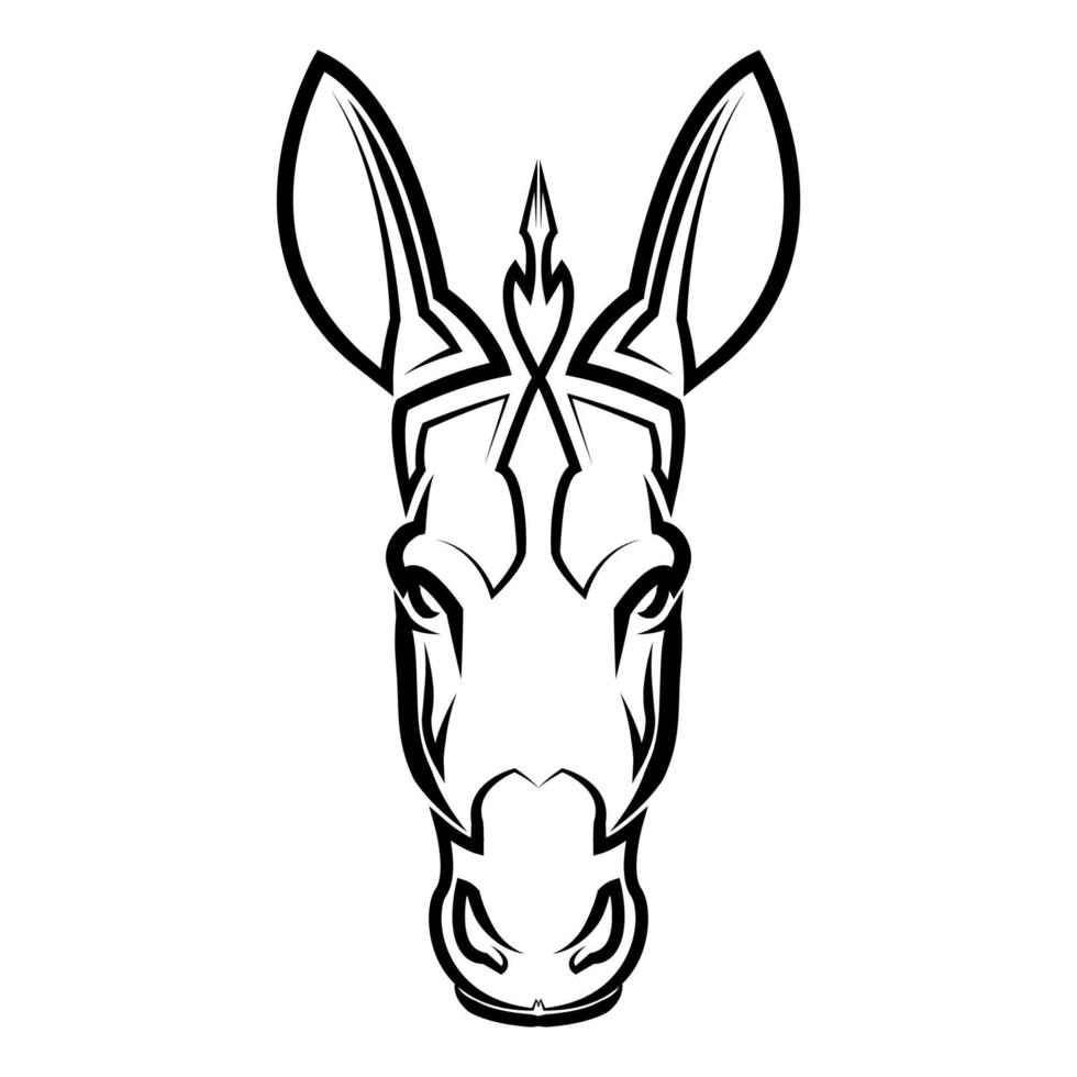 Black and white line art of donkey head. Good use for symbol, mascot, icon, avatar, tattoo, T Shirt design, logo or any design vector