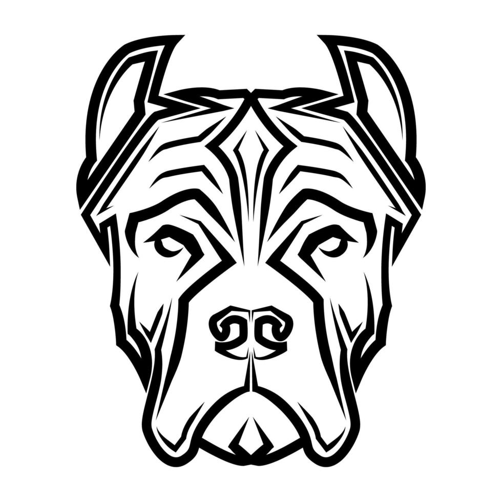 arte lineal en blanco y negro de la cabeza de un perro pitbull. buen uso de símbolo, mascota, icono, avatar, tatuaje, diseño de camiseta, logotipo o cualquier diseño vector