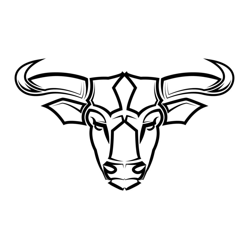 Ilustración de vector de línea vista frontal del toro. son signos del zodíaco tauro.